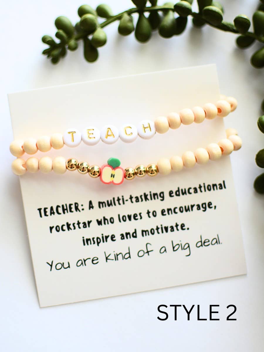Wood Teacher Stack Bracelet