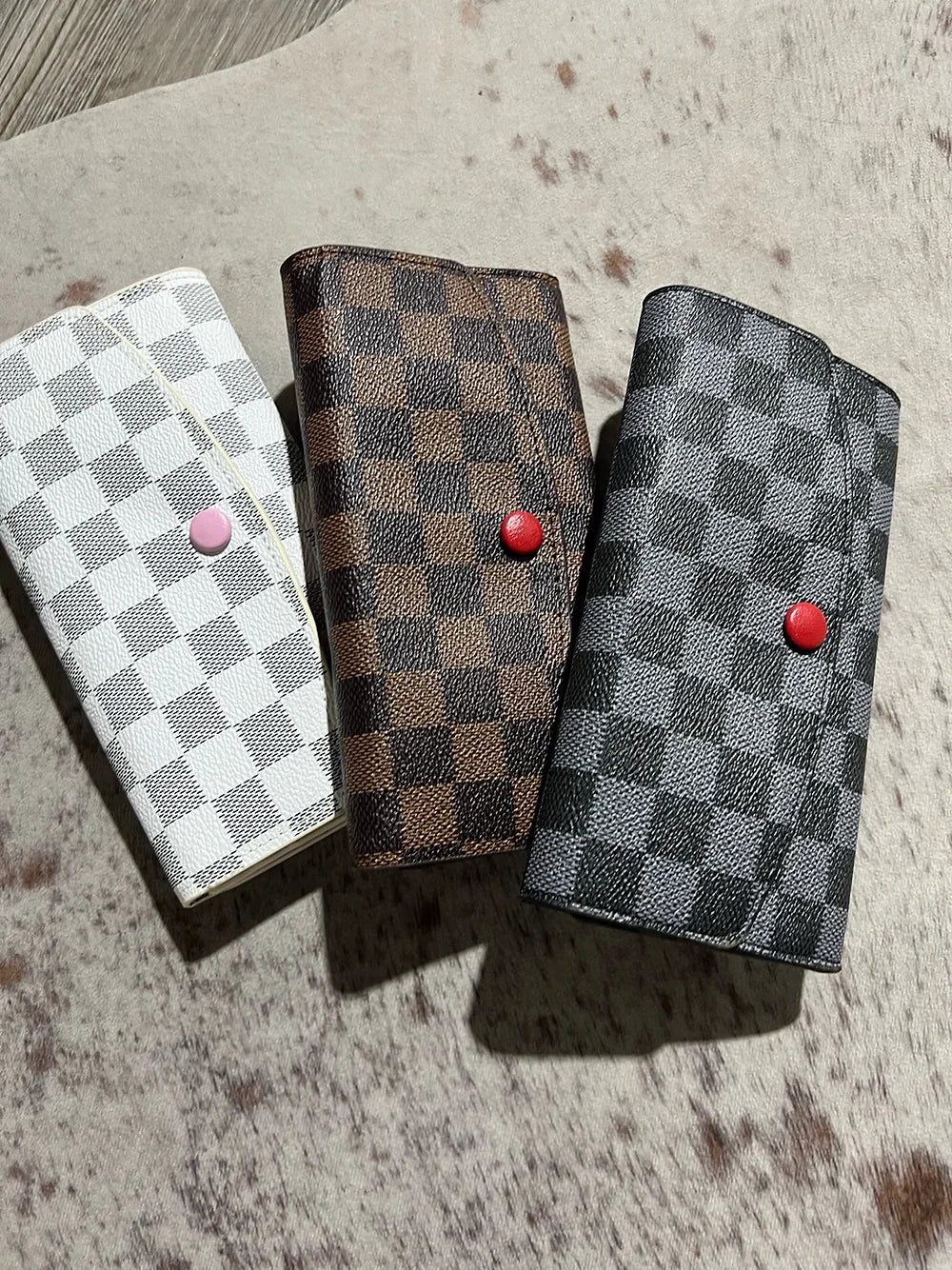 Large Checkered Snap Wallet