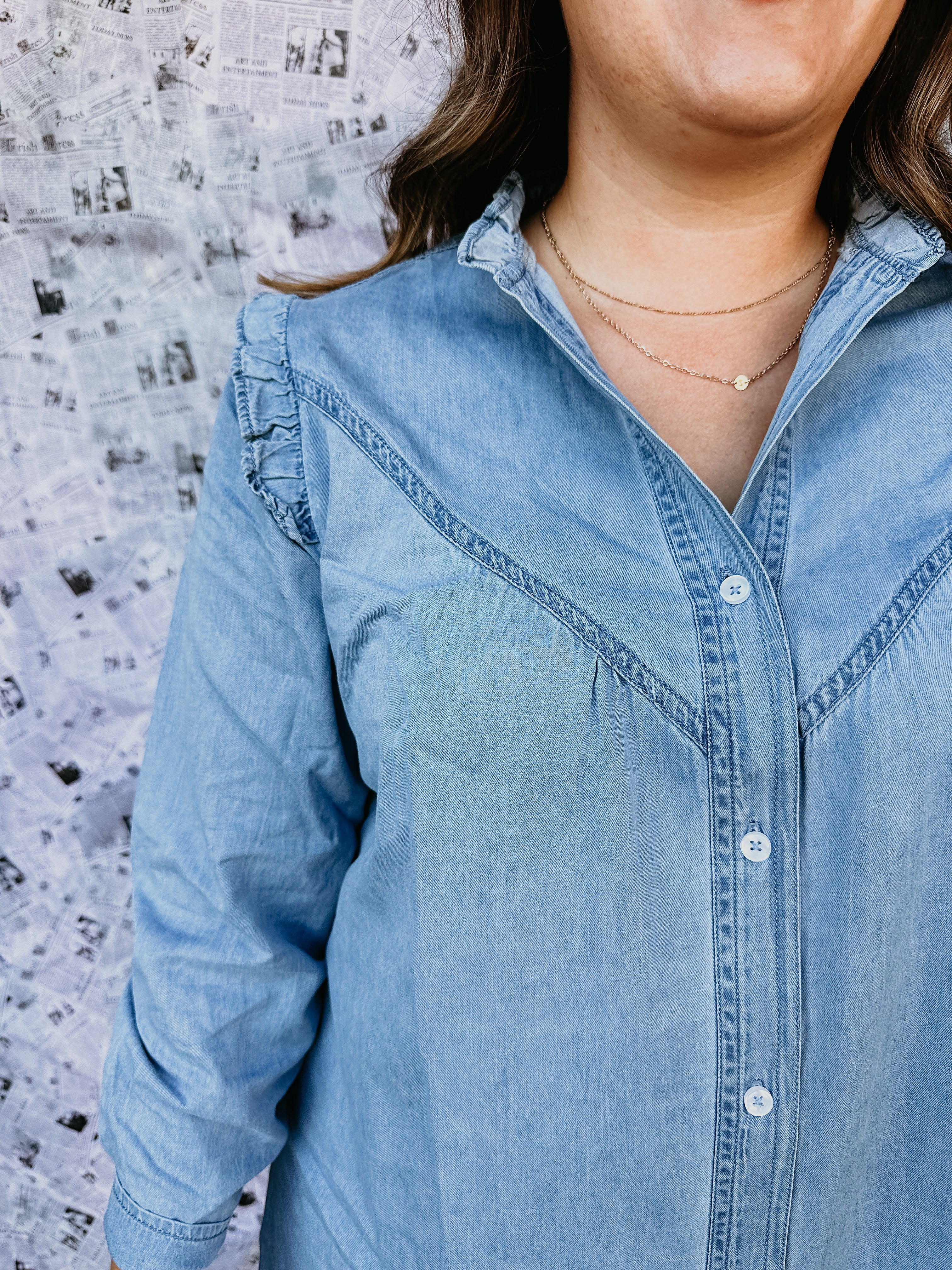 Denim Button Shift Dress