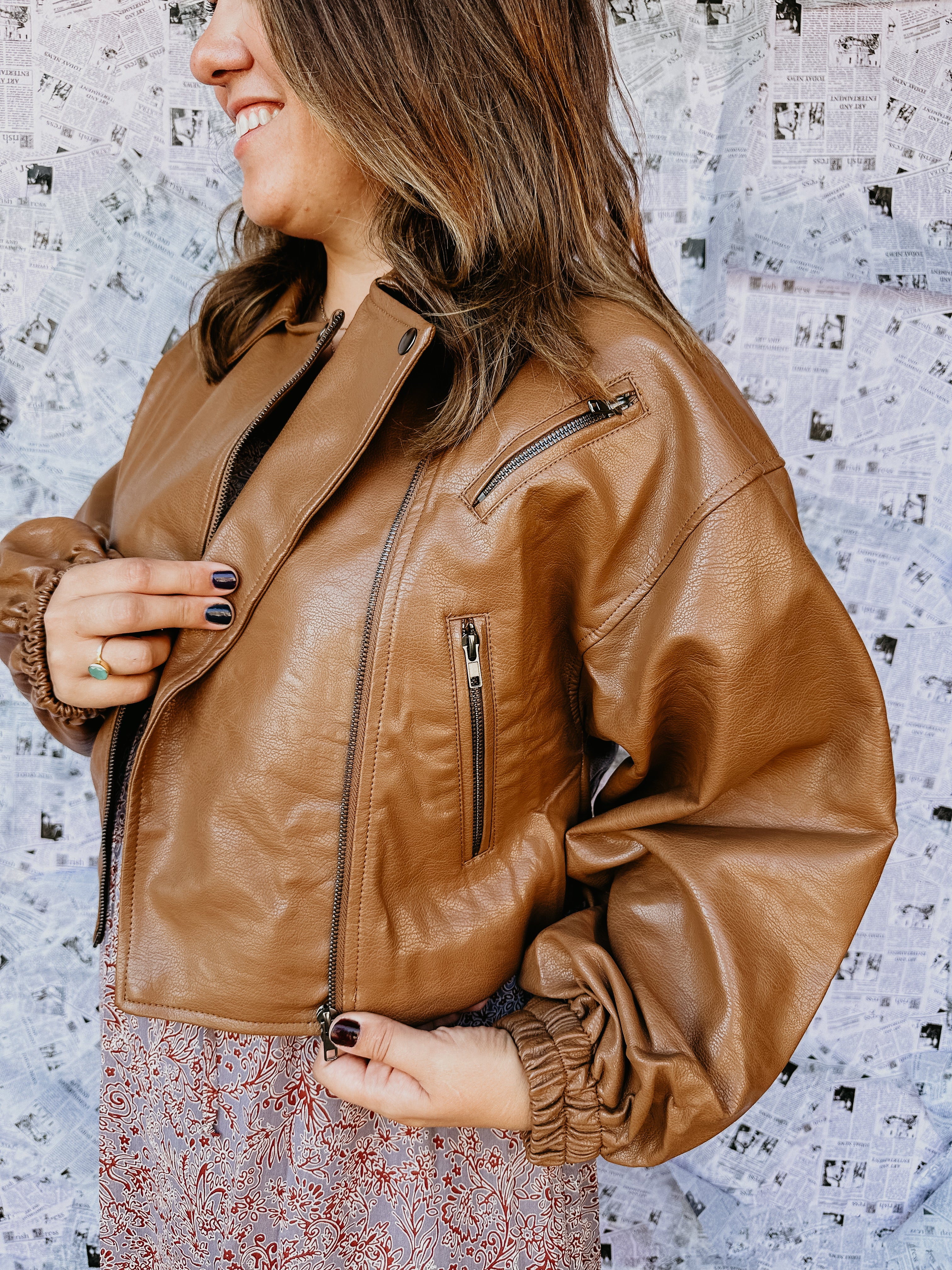 Faux Leather Moto Jacket