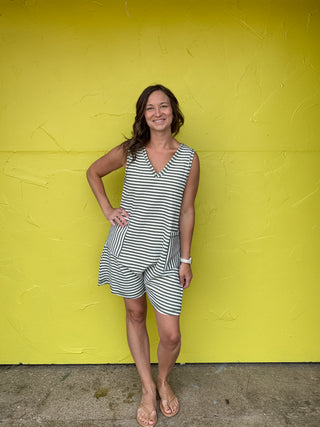 Striped Knit Casual Romper