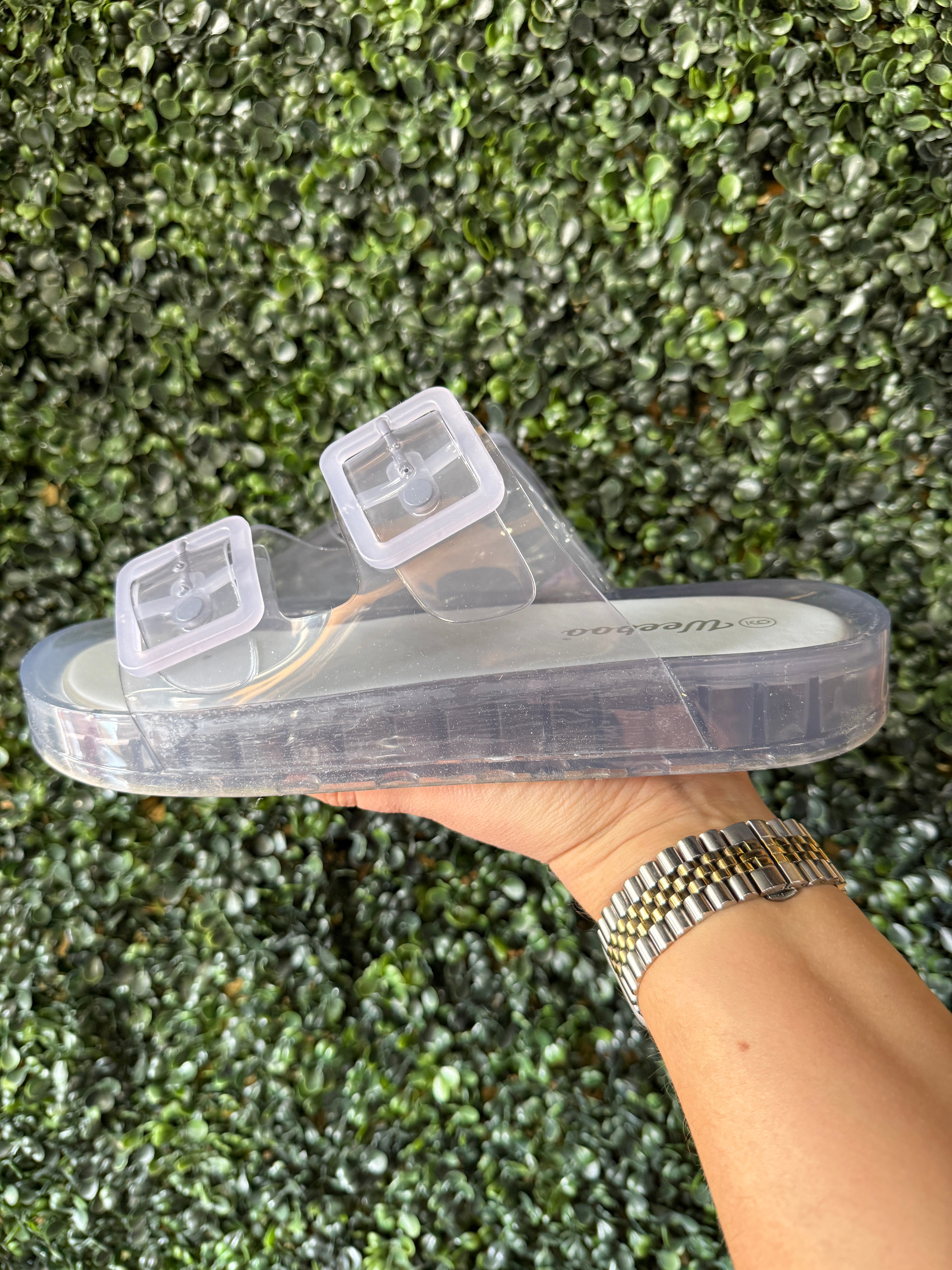 Double Buckle Jelly Slide