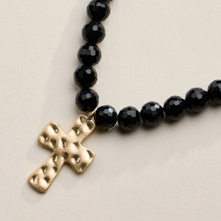 Beaded Cross Charm Necklace