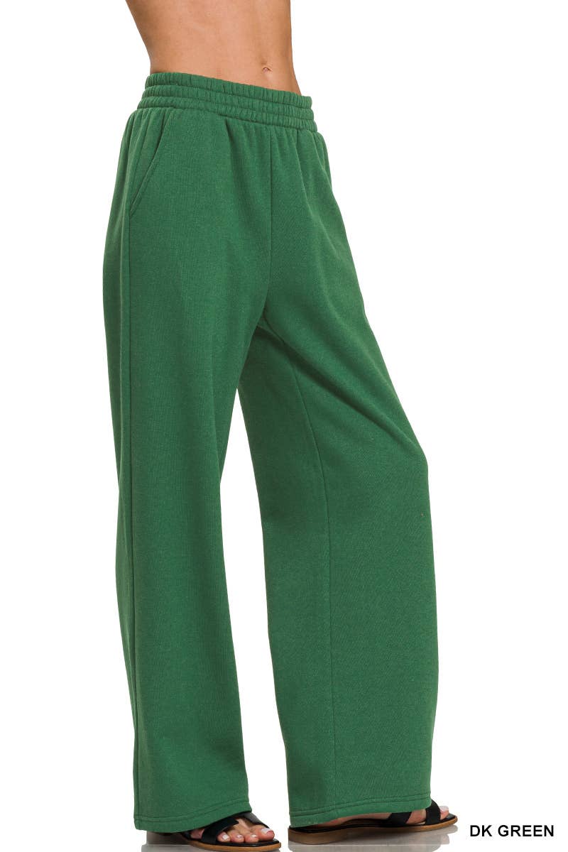 Fleece Exposed Seam Wide Leg Sweatpants