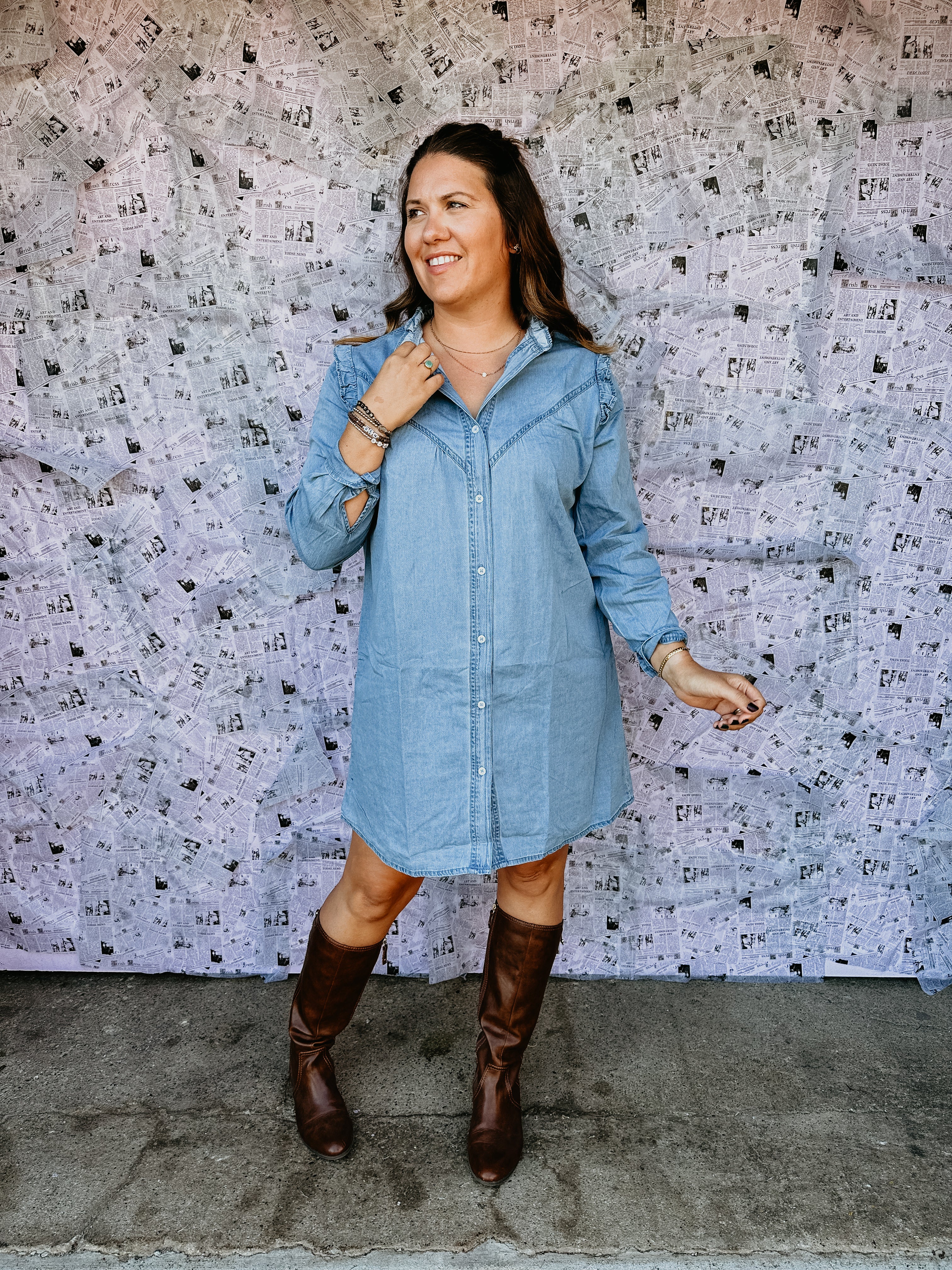 Denim Button Shift Dress