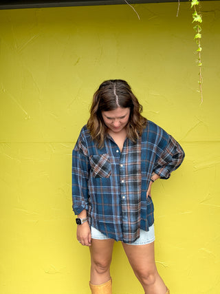 Plaid Patchwork Flannel Shirt