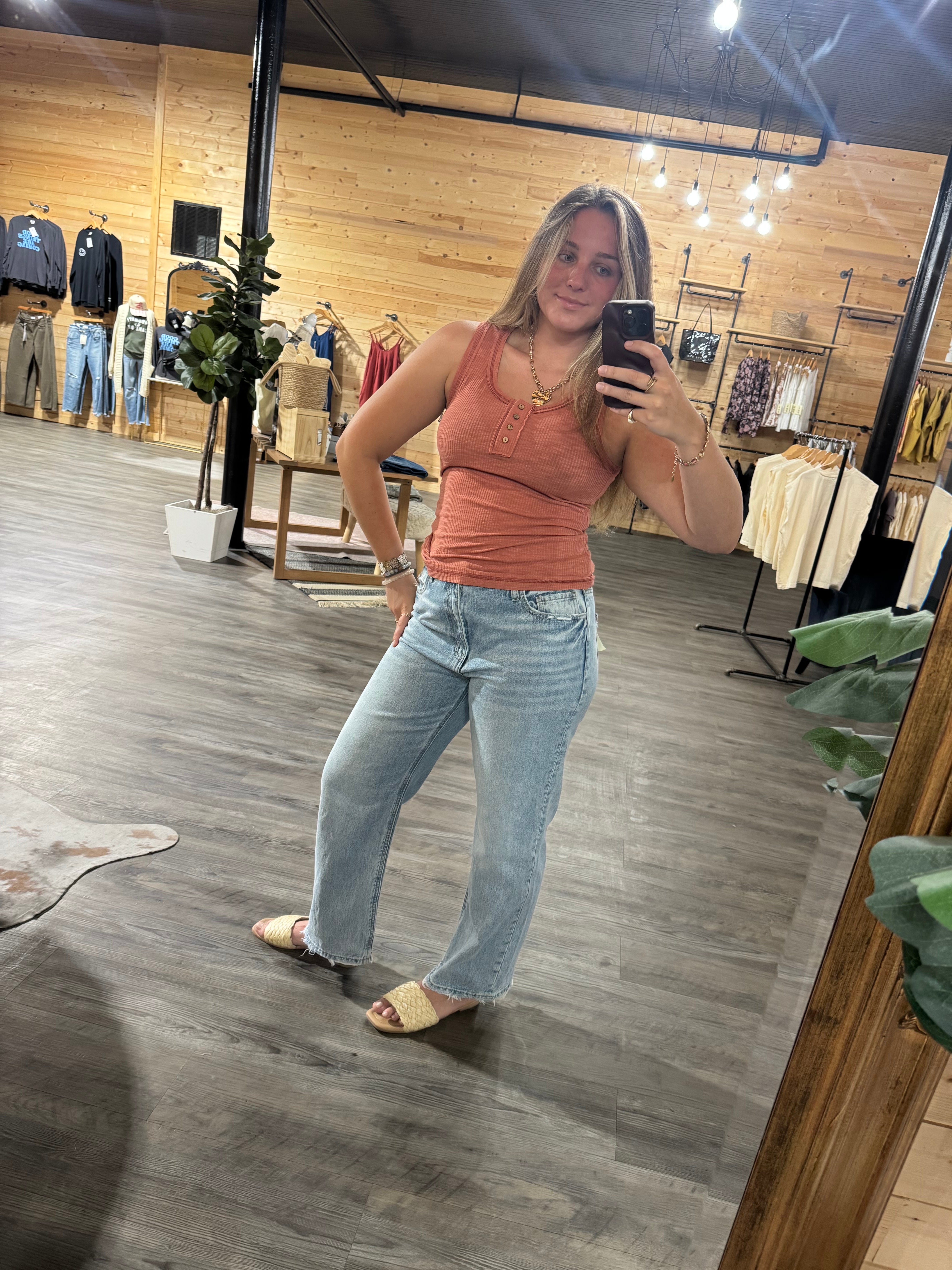 Ribbed Henley Tank