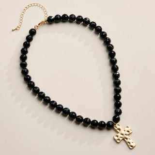 Beaded Cross Charm Necklace
