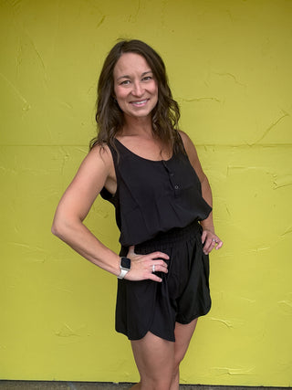 Button Down Activewear Romper