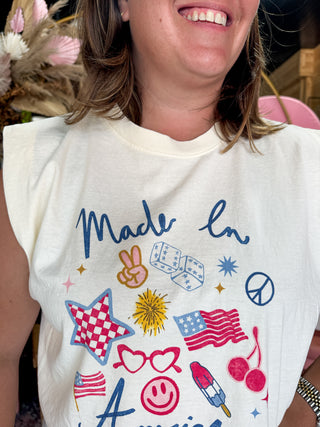 "Made in America" Retro Cotton Muscle Tee