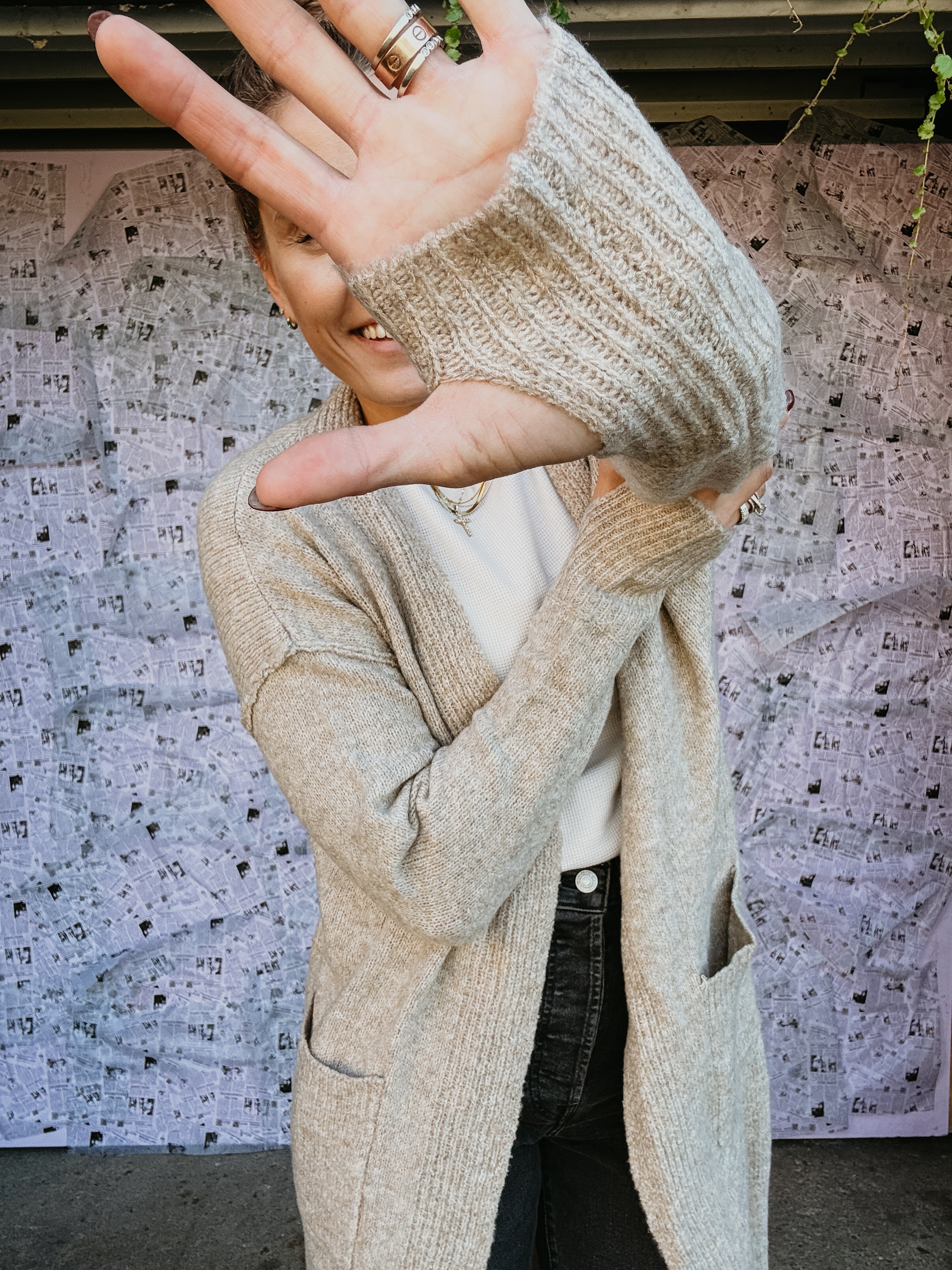 Fuzzy Knit Longline Cardigan