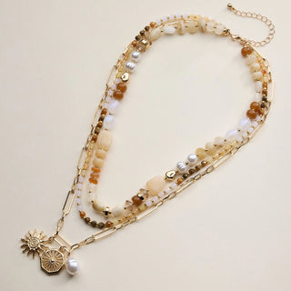 Layered Beaded Charm Necklace
