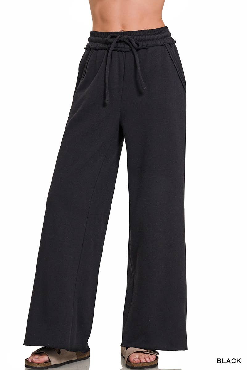 Fleece Drawstring Pants with Pocket