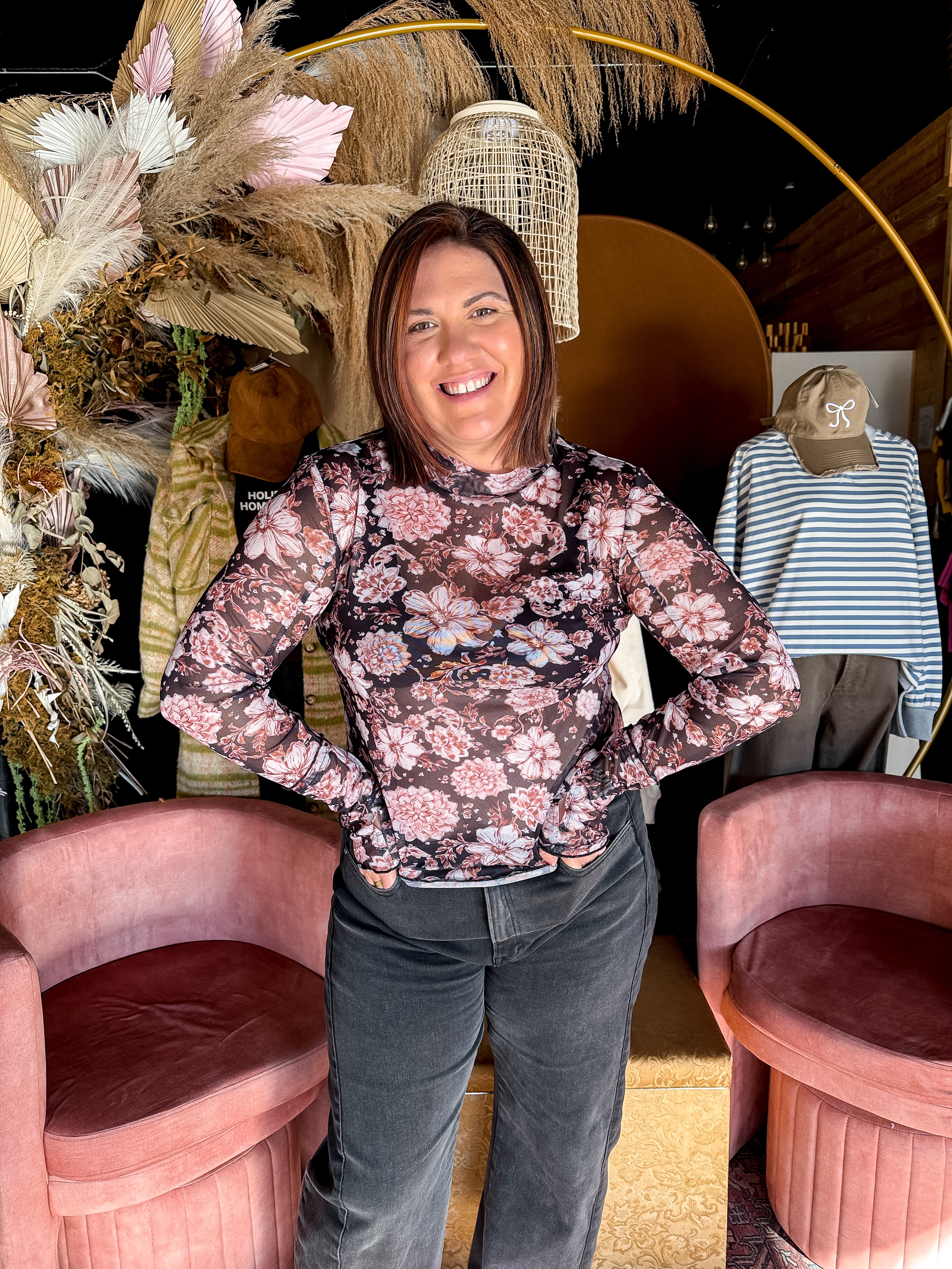 Mock Neck Lace Layering Top