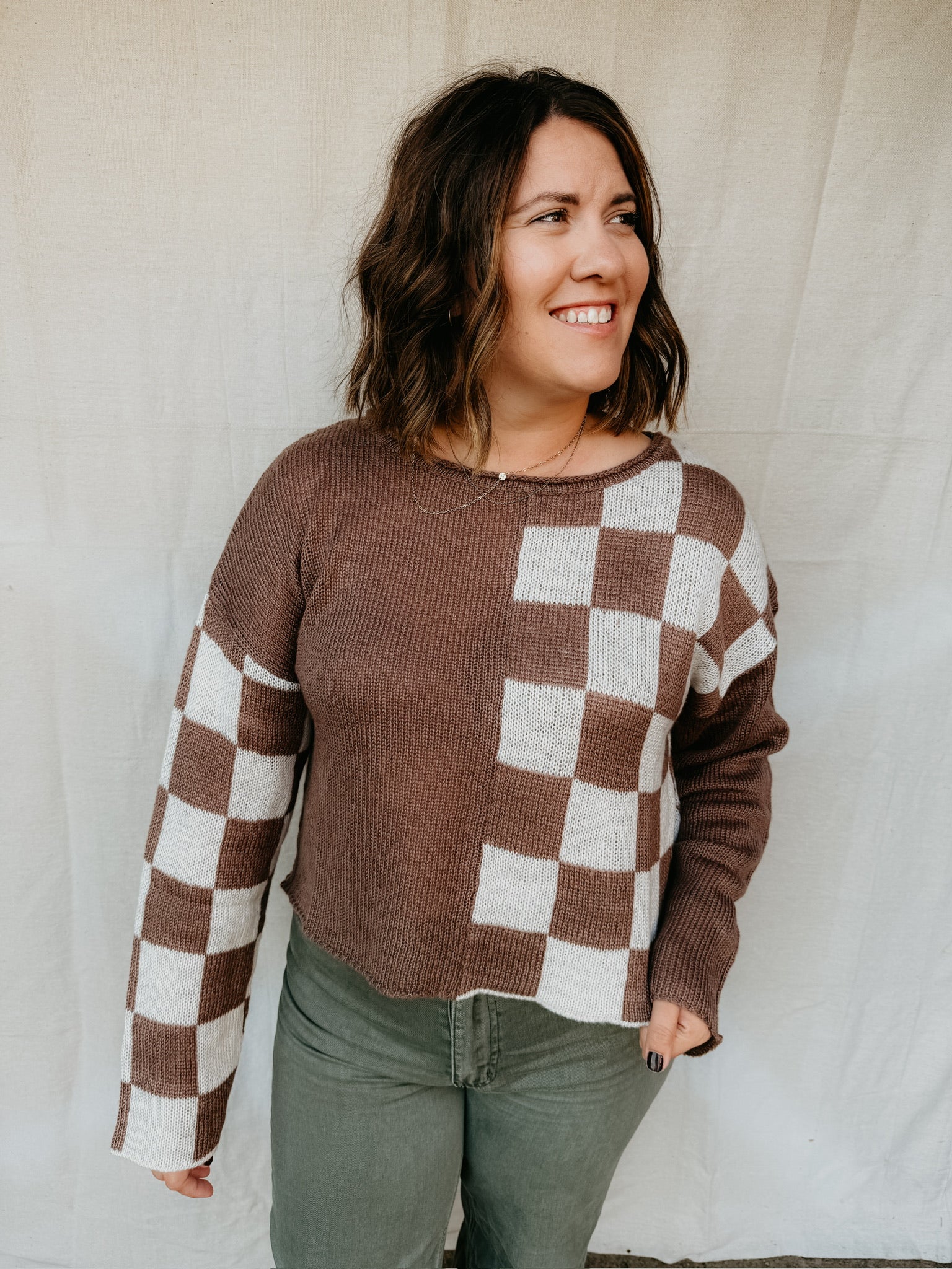 Checkered Colorblock Sweater