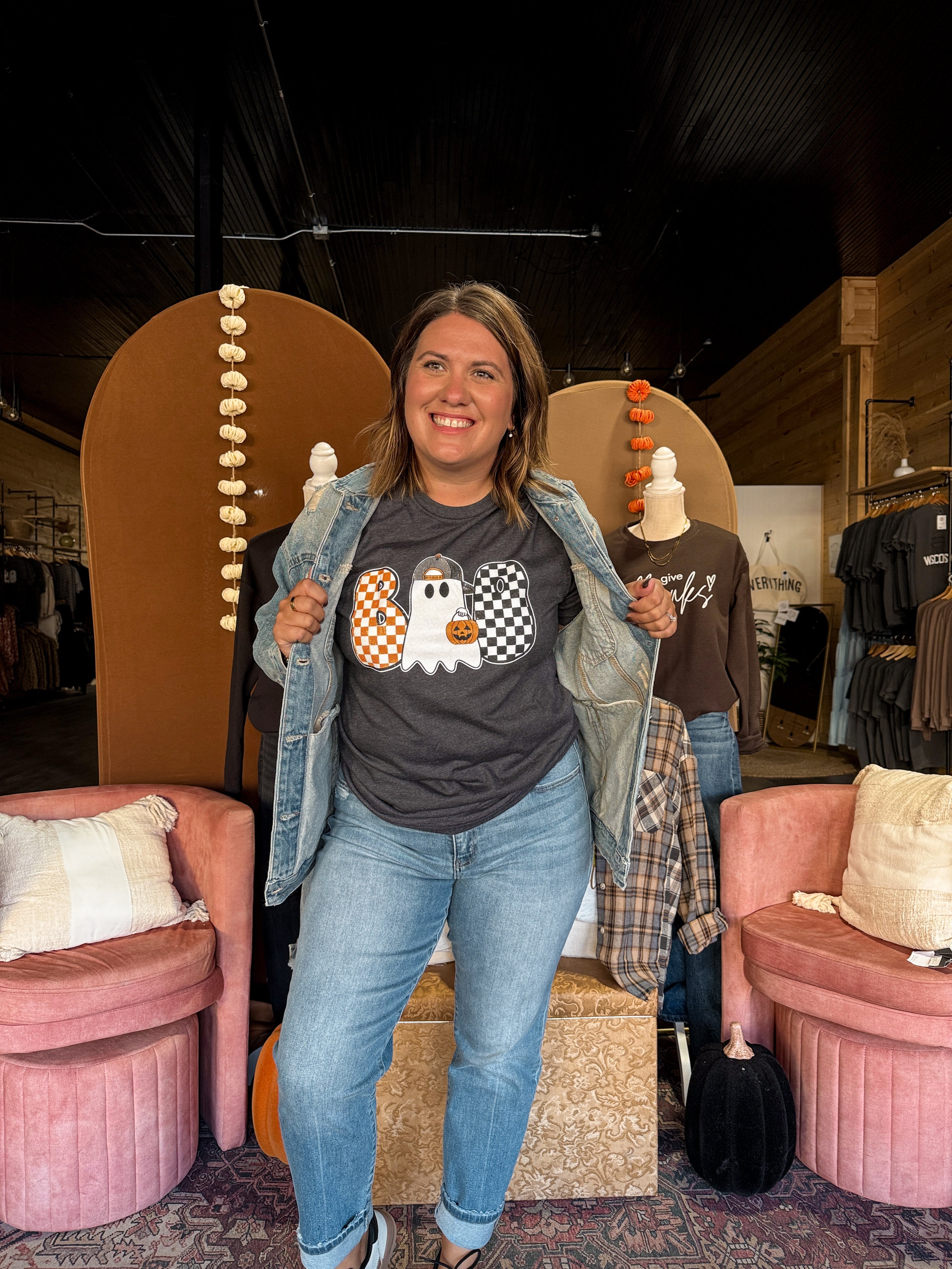 BOO Checkered Ghost Tee