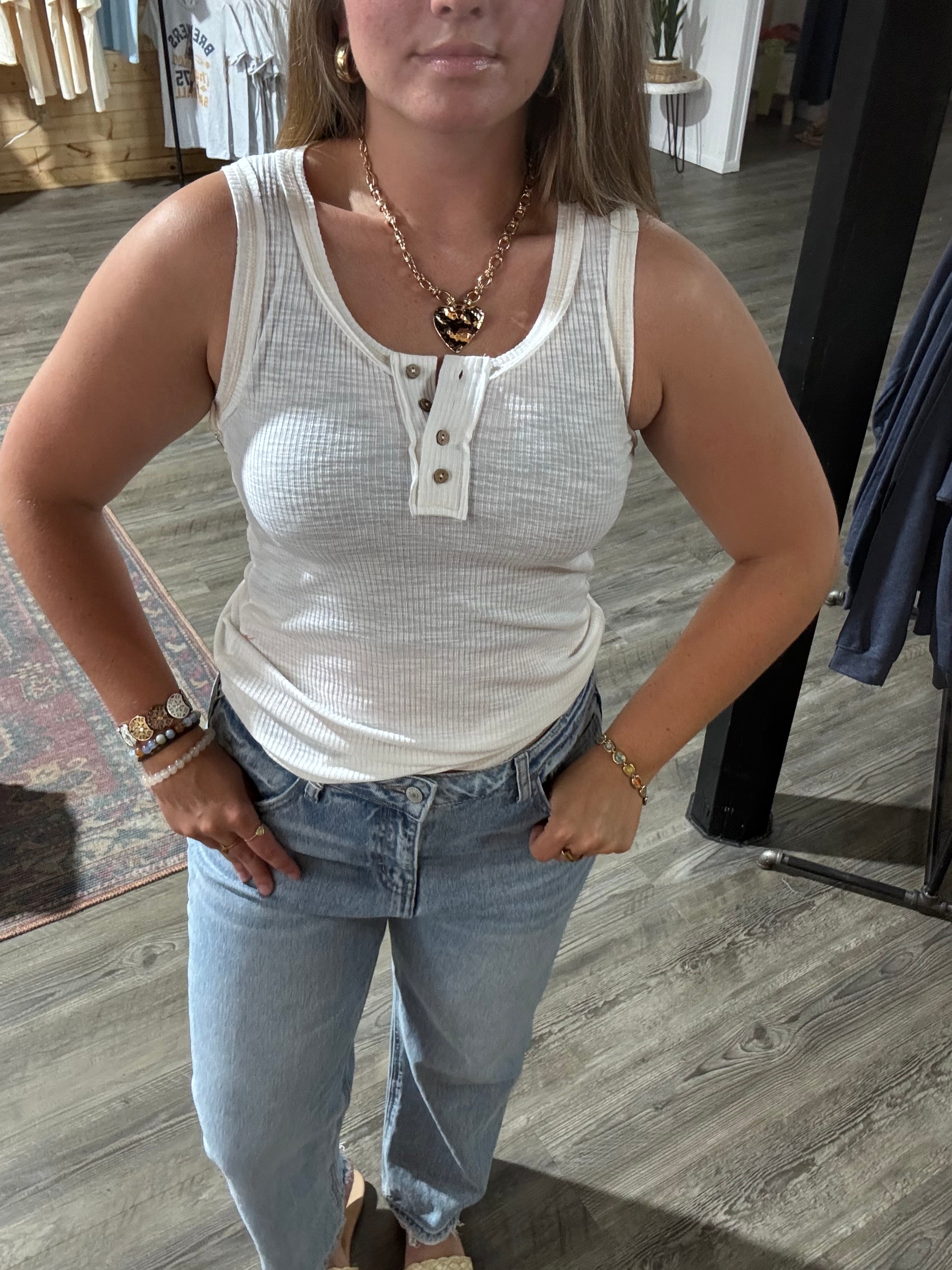Ribbed Henley Tank