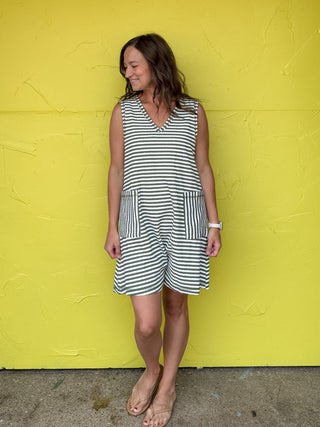 Striped Knit Casual Romper
