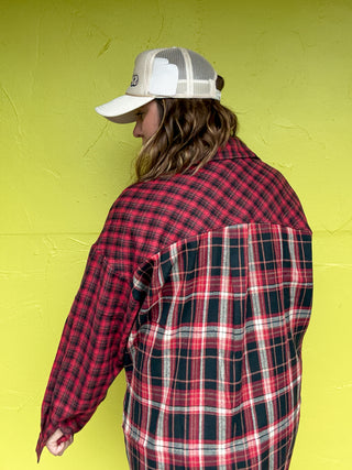 Plaid Patchwork Flannel Shirt