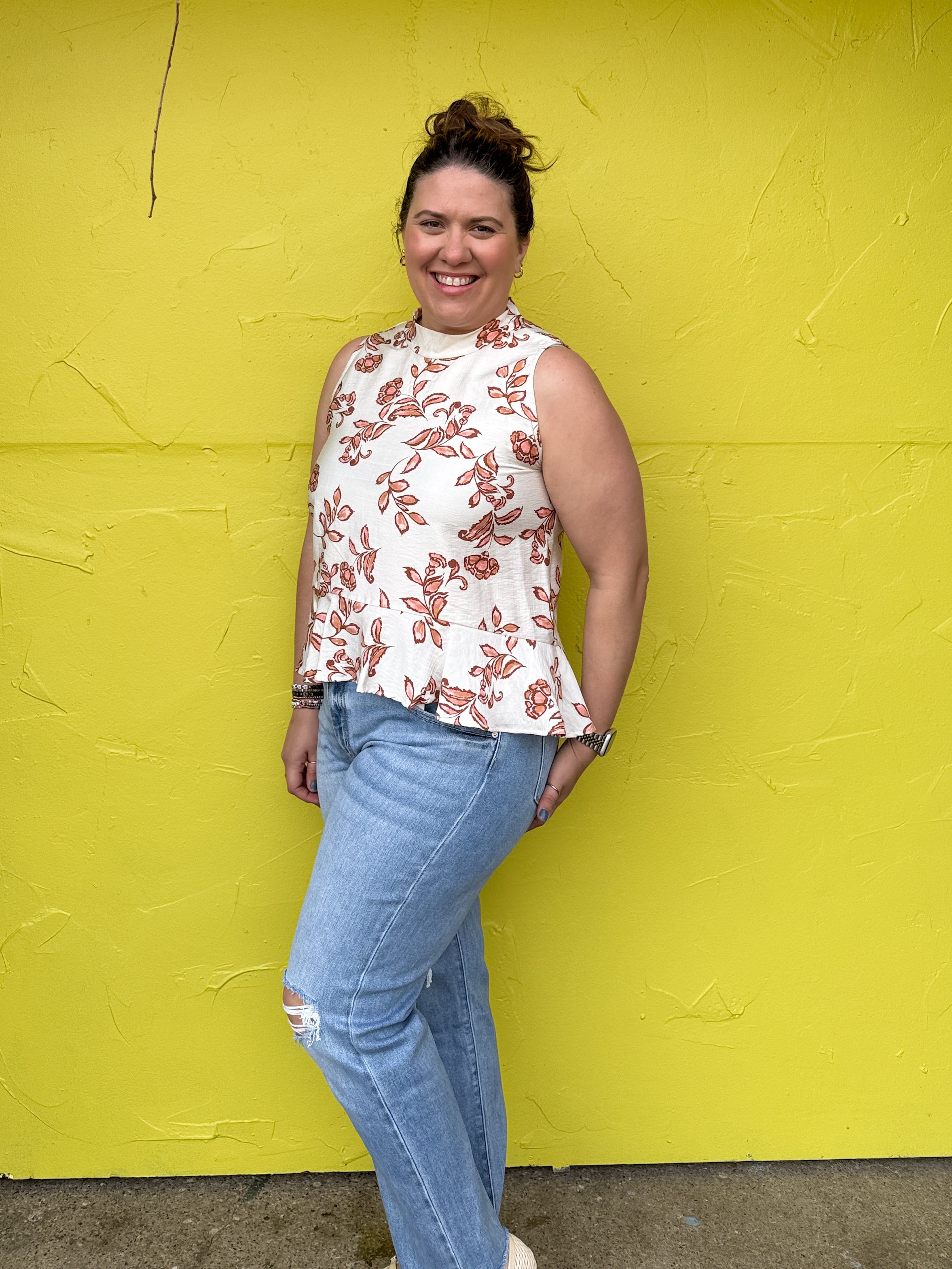 Abstract Floral Printed Top