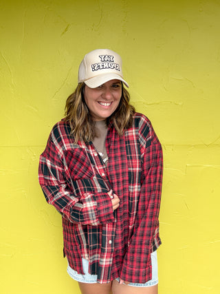 Plaid Patchwork Flannel Shirt