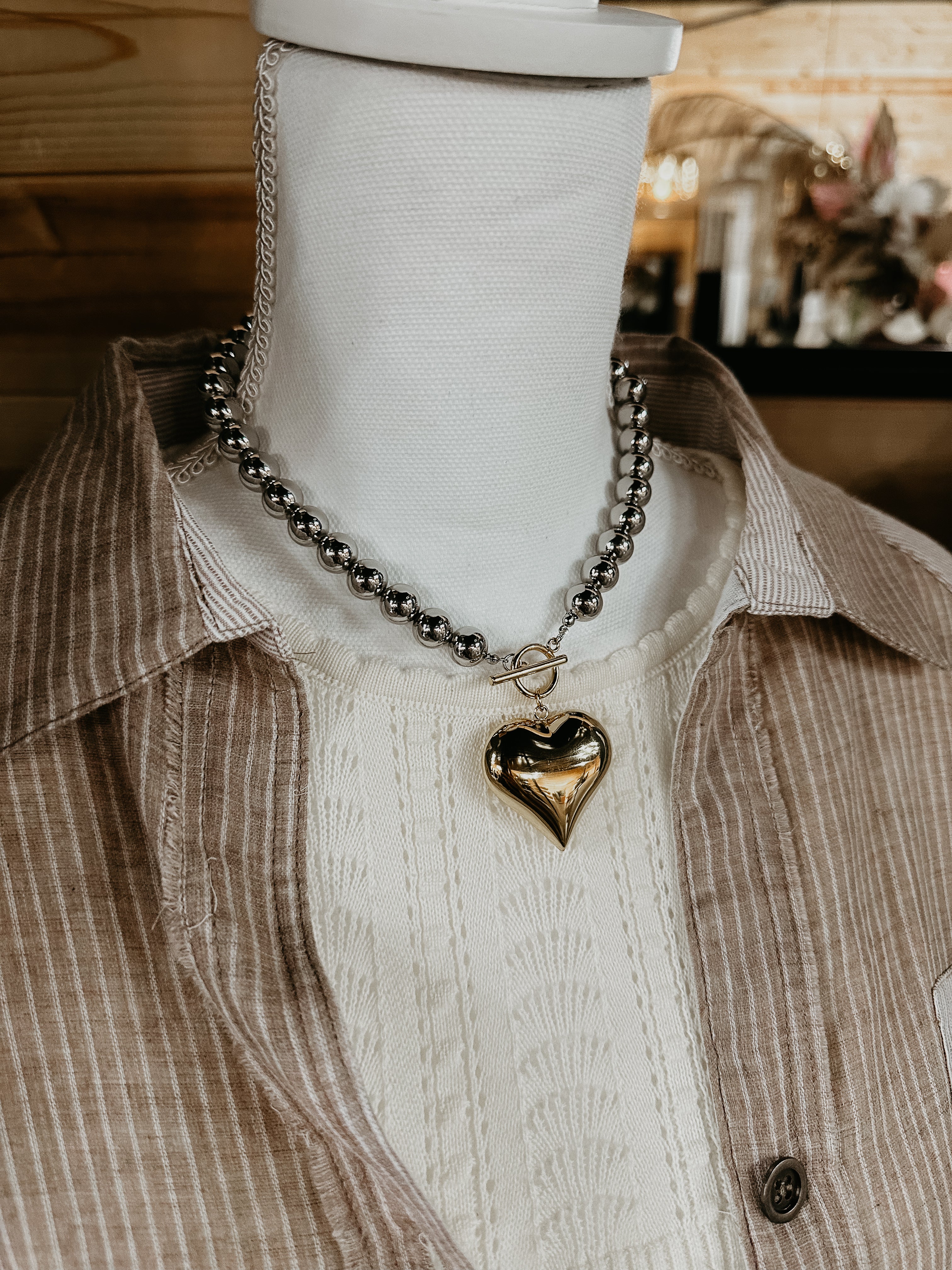 Two tone heart necklace