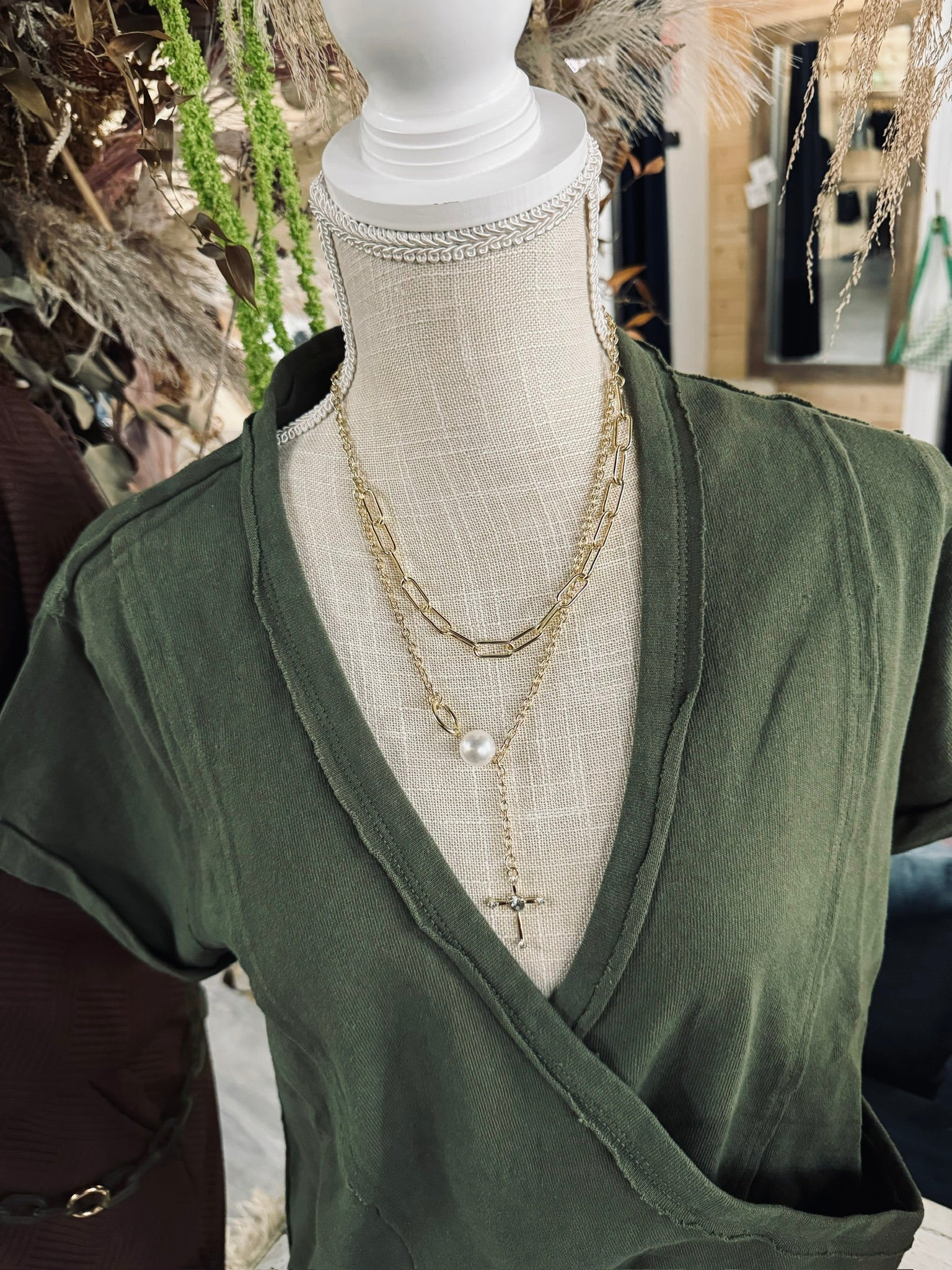 Chunky Layered Cross Necklace