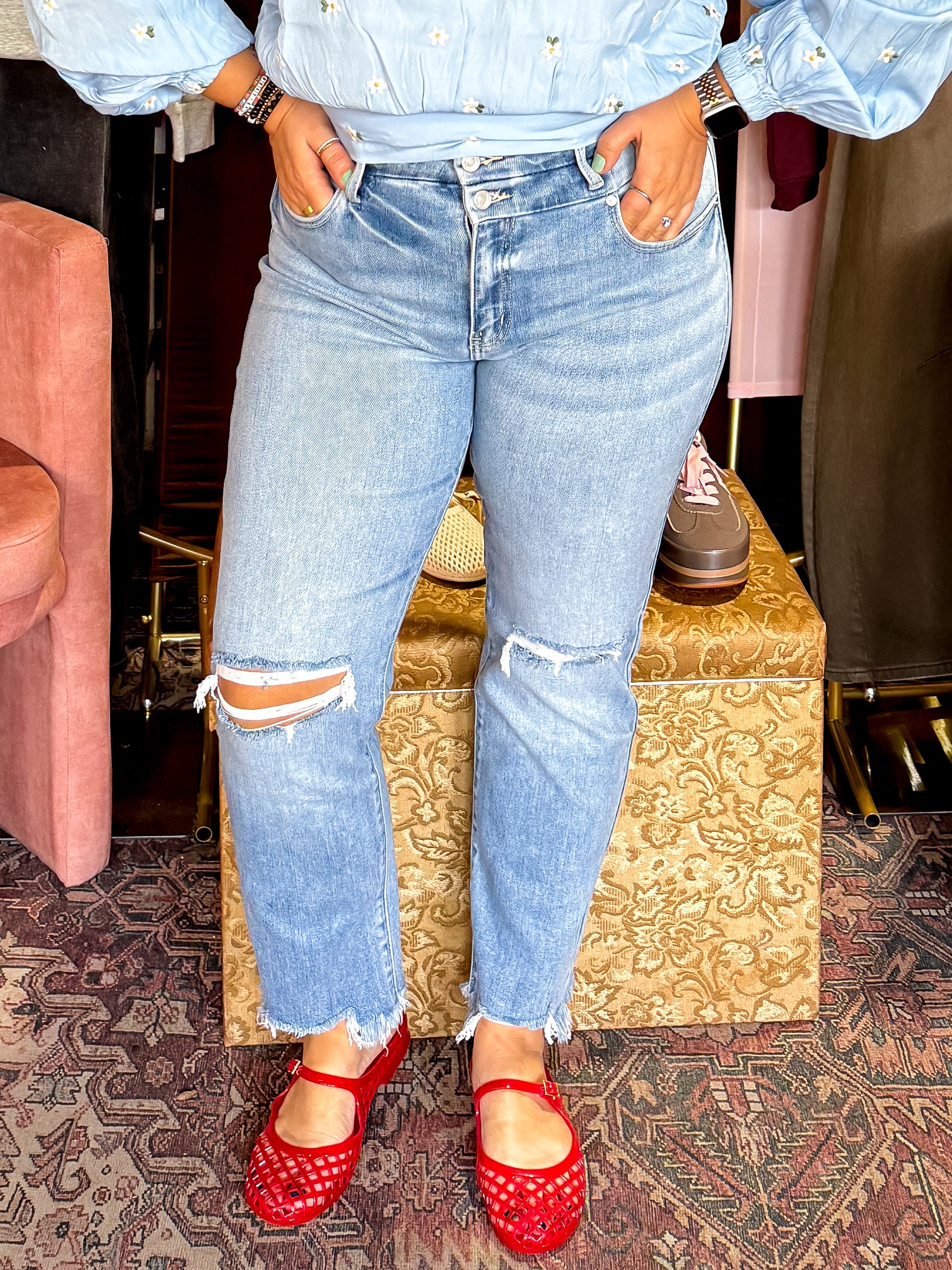 KAN CAN | High Rise Slim Straight Jeans