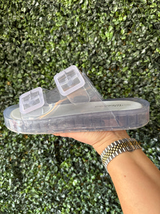 Double Buckle Jelly Slide