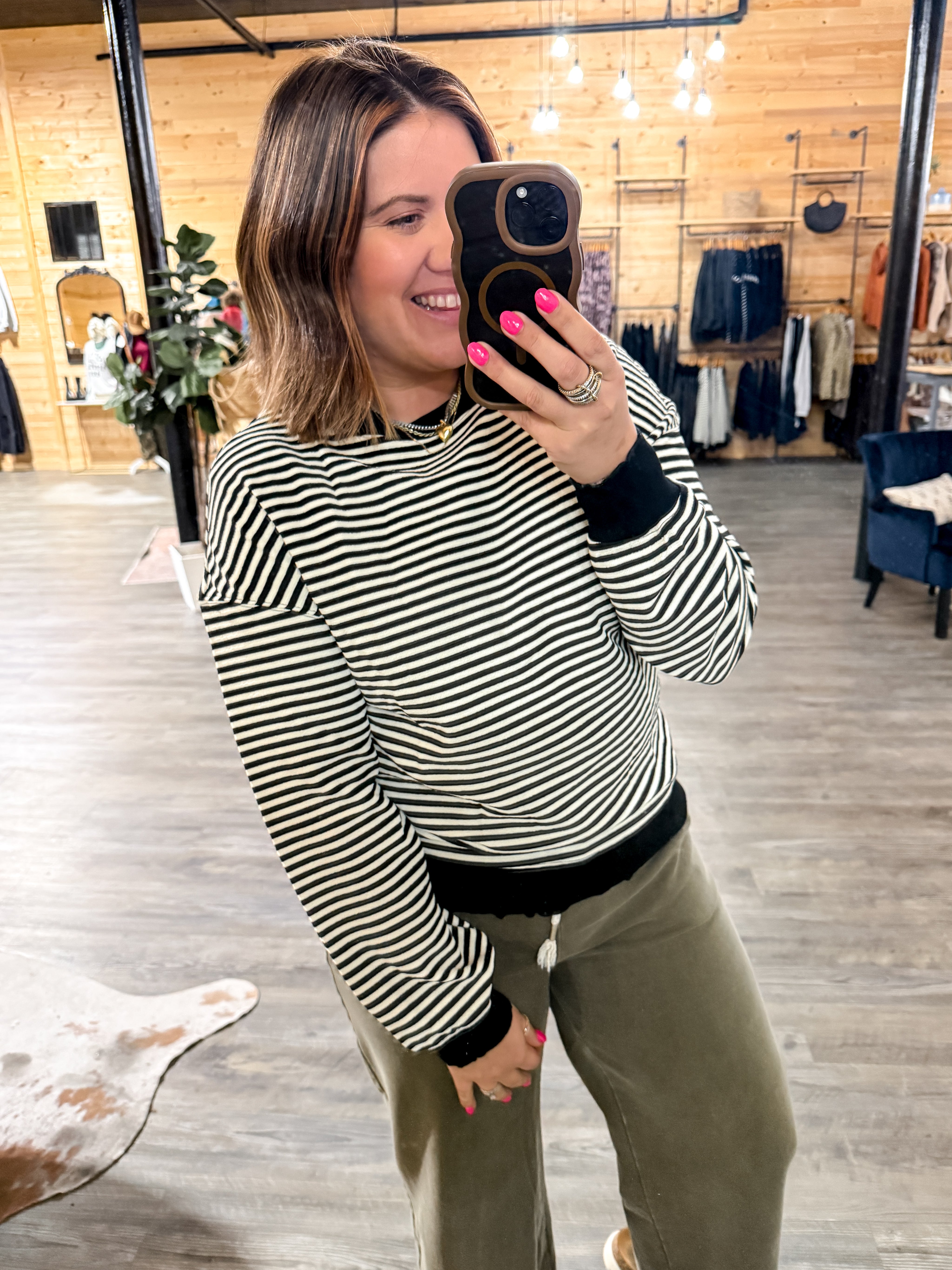 Drop Shoulder Stripe Top