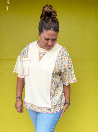 Floral Colorblock Thermal Top