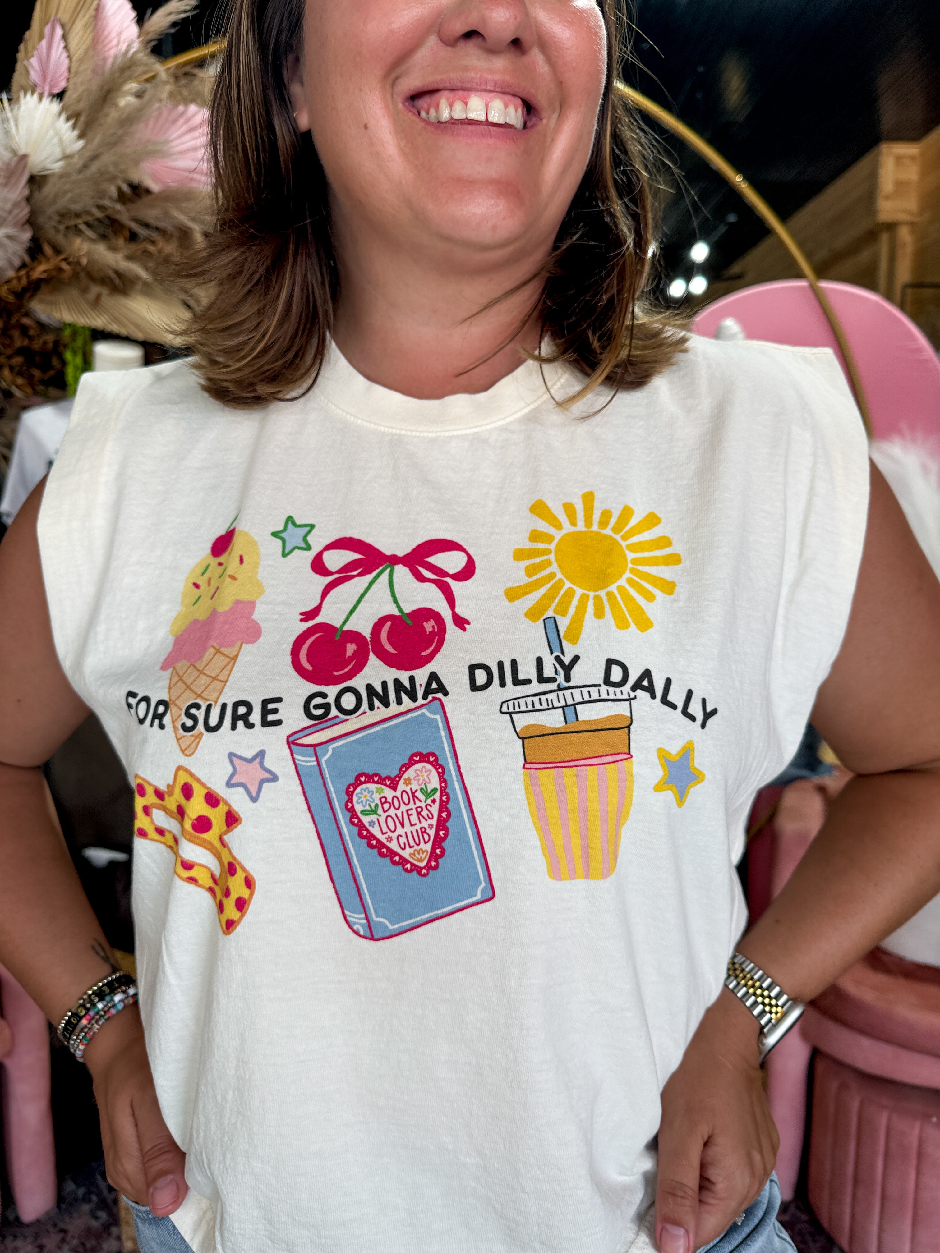 For Sure Gonna Dilly Dally Cotton Muscle Tank