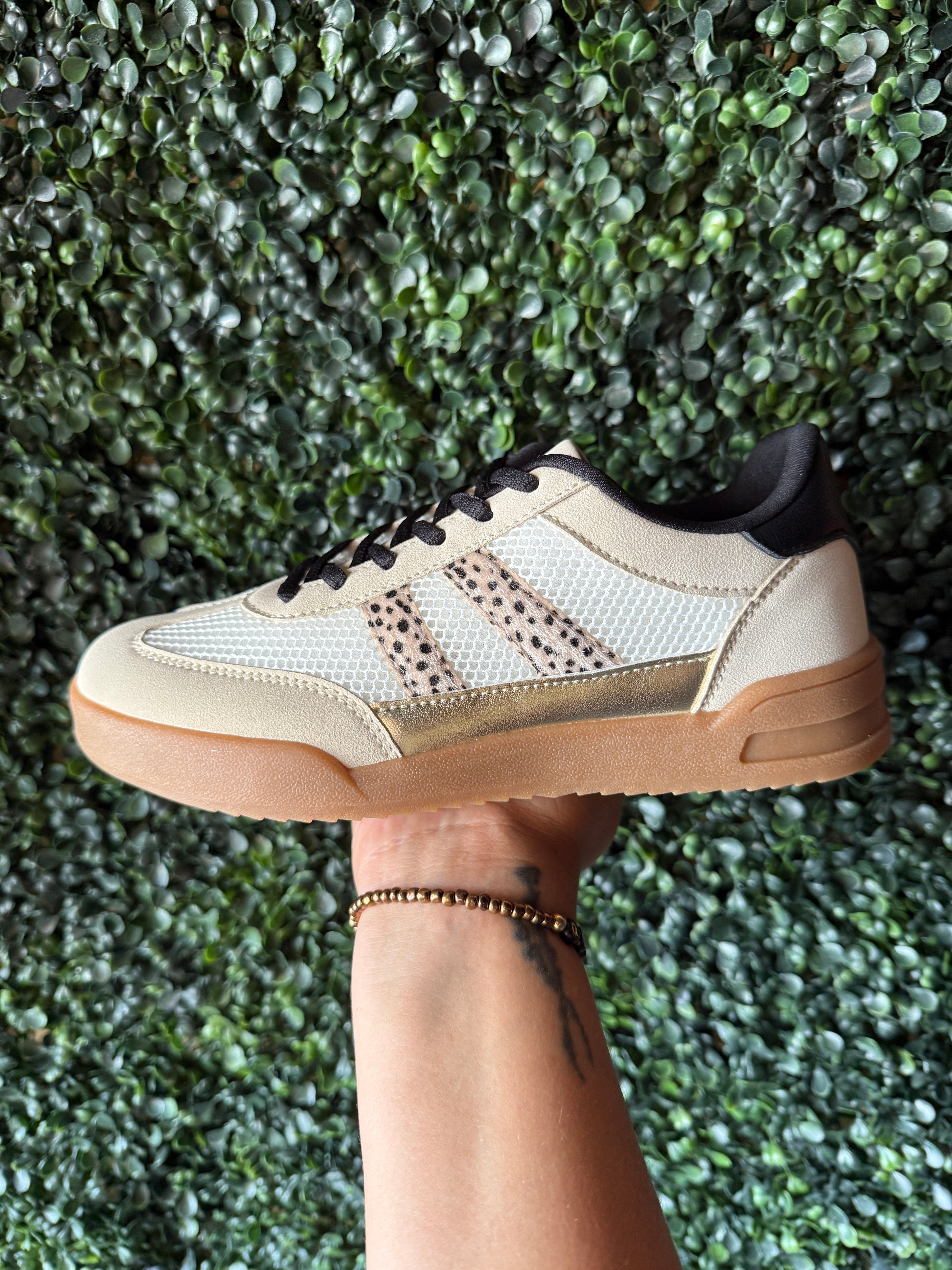 Leopard Stripe Court Sneakers