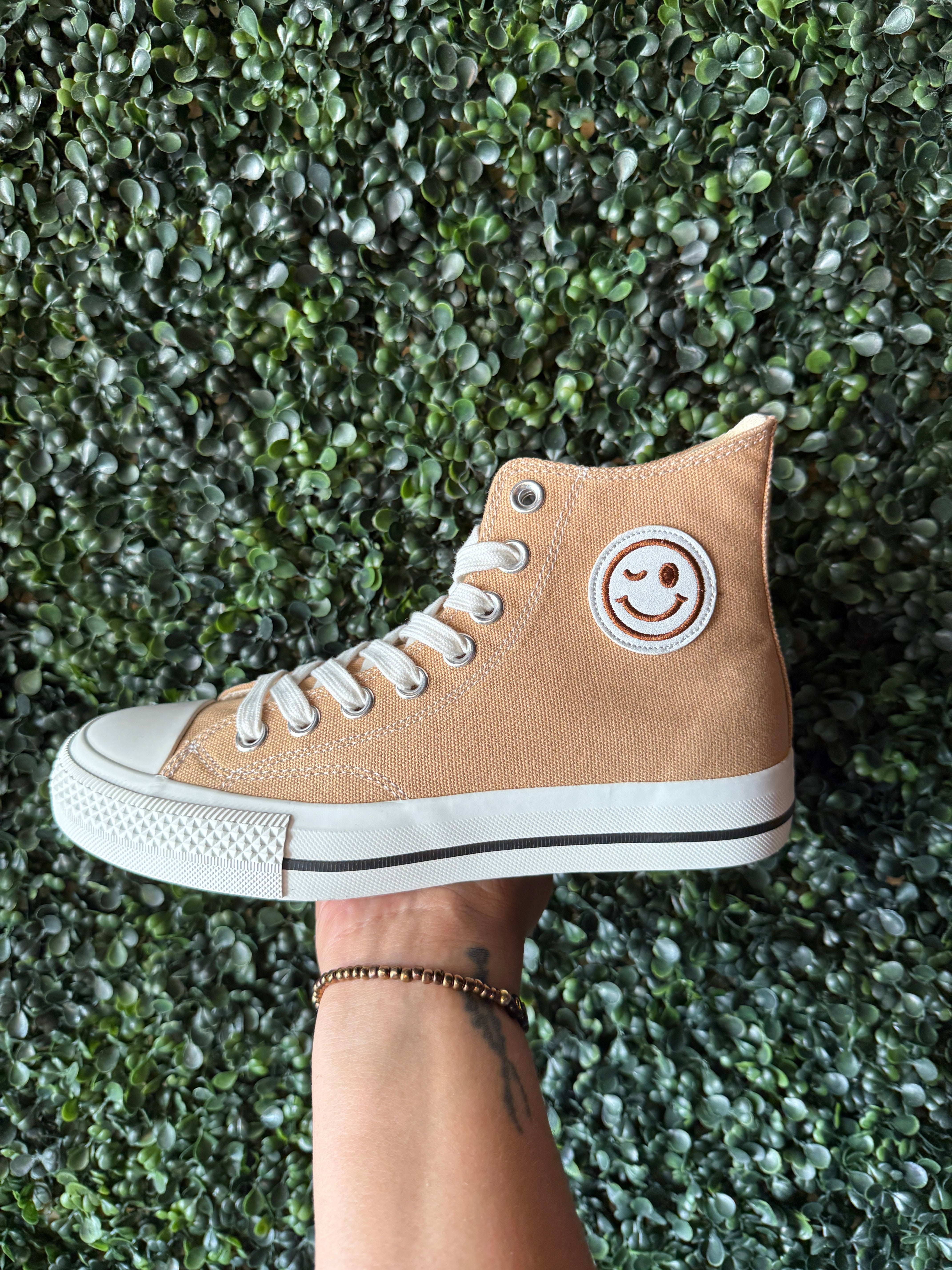Smiley Patch High Top Sneakers