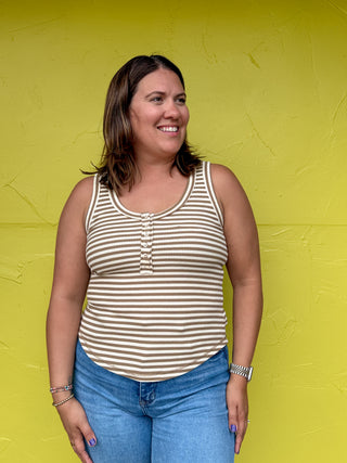 Fitted Henley Tank Top