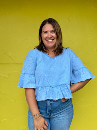 Mineral Washed Ruffle Top