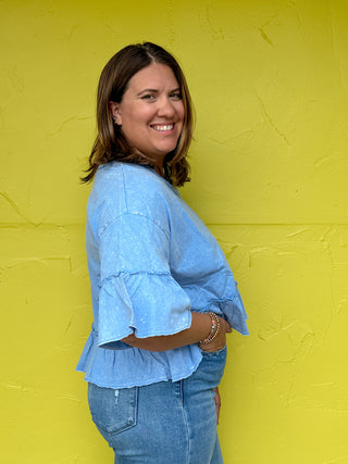 Mineral Washed Ruffle Top