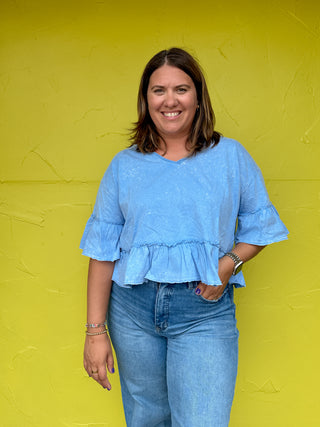 Mineral Washed Ruffle Top