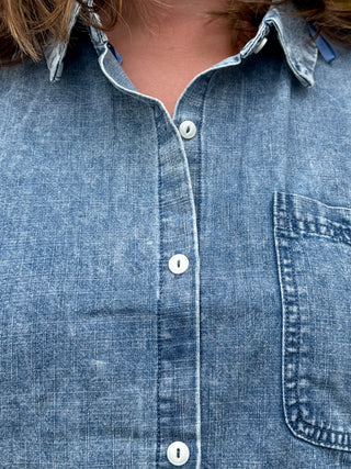 Mineral Washed Chambray Oversized Shirt