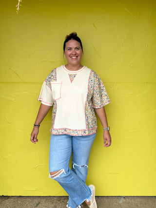 Floral Colorblock Thermal Top