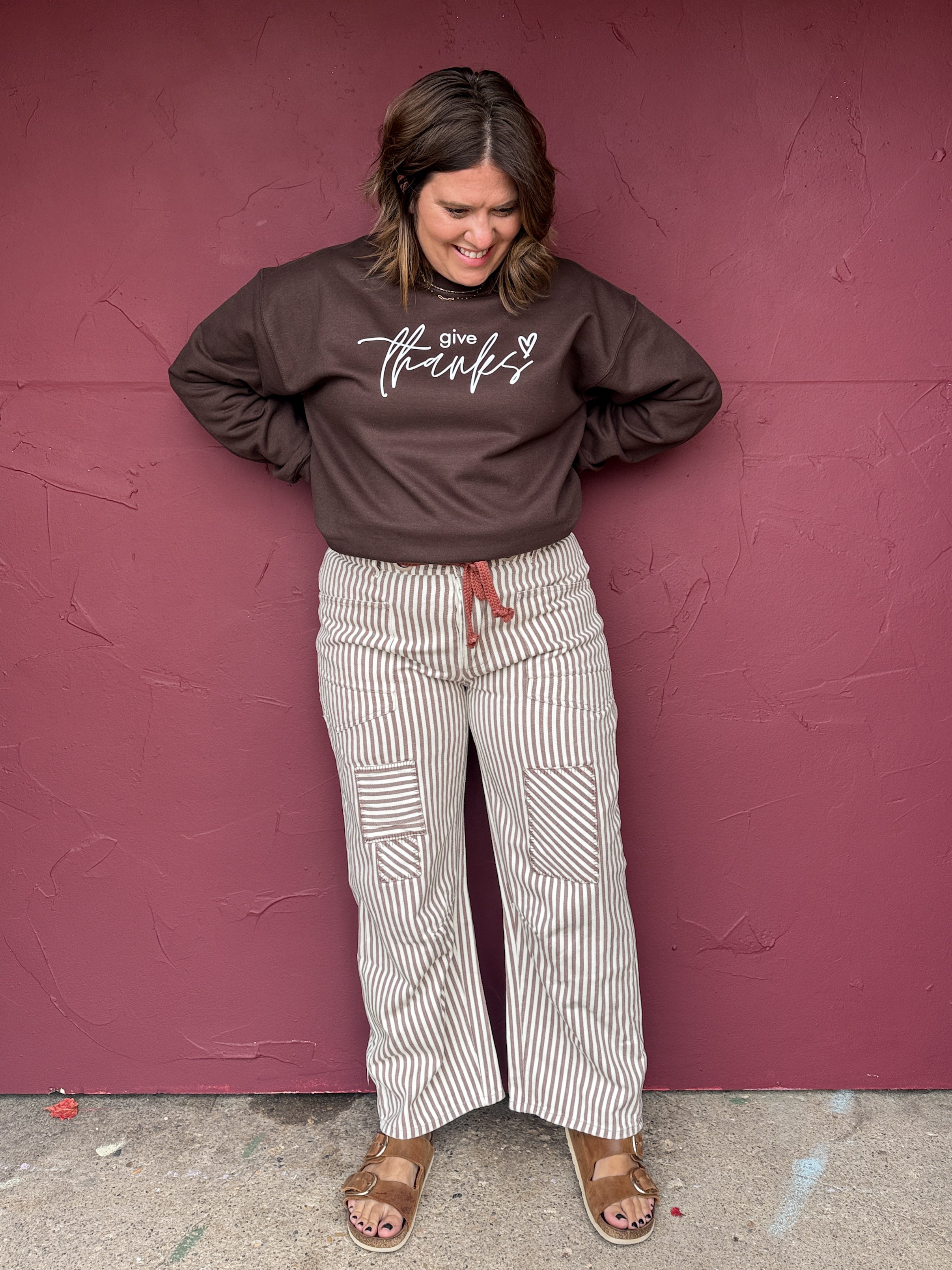 Striped Twill Barrel Pants