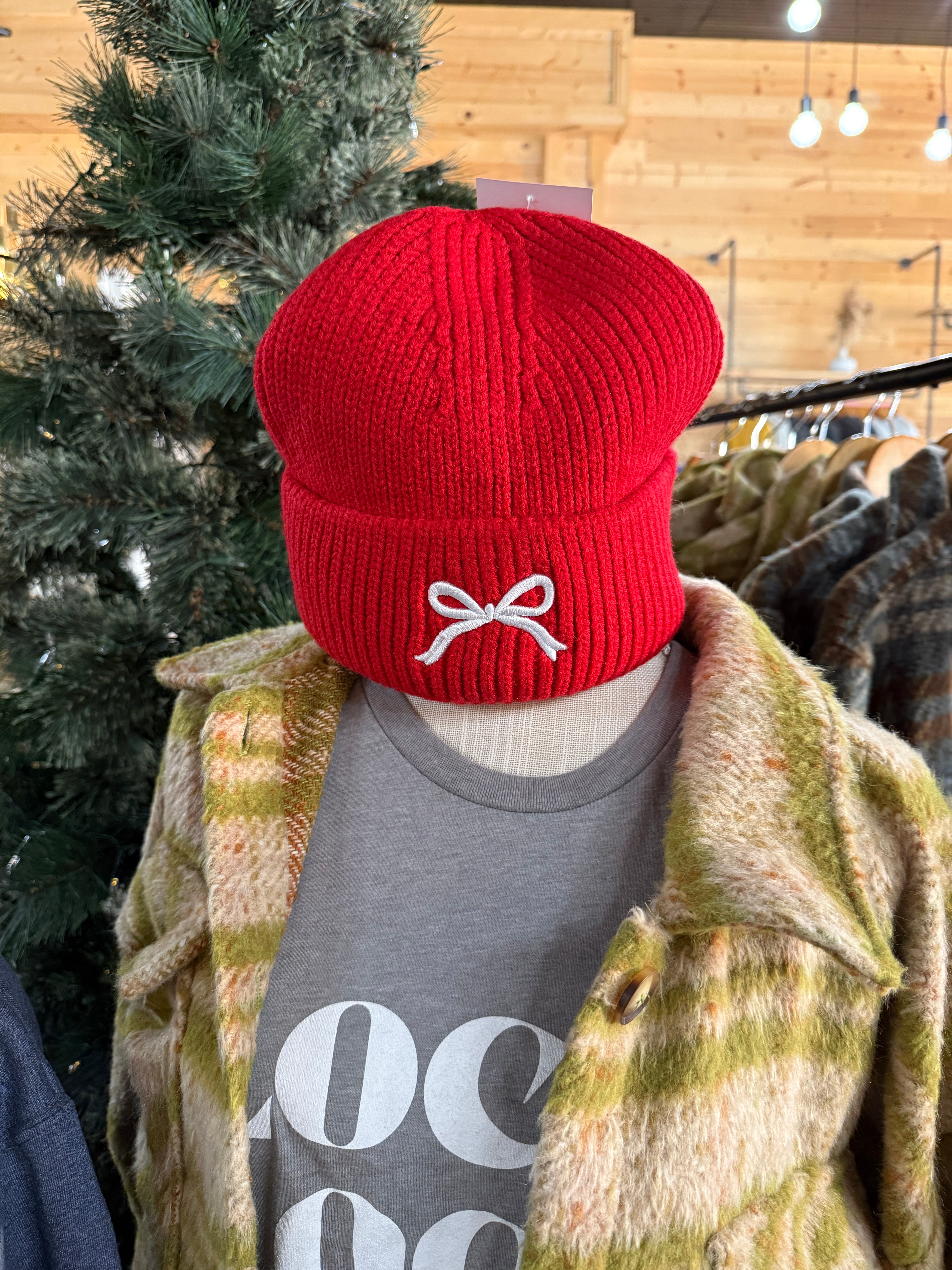 Ribbed Bow Beanie