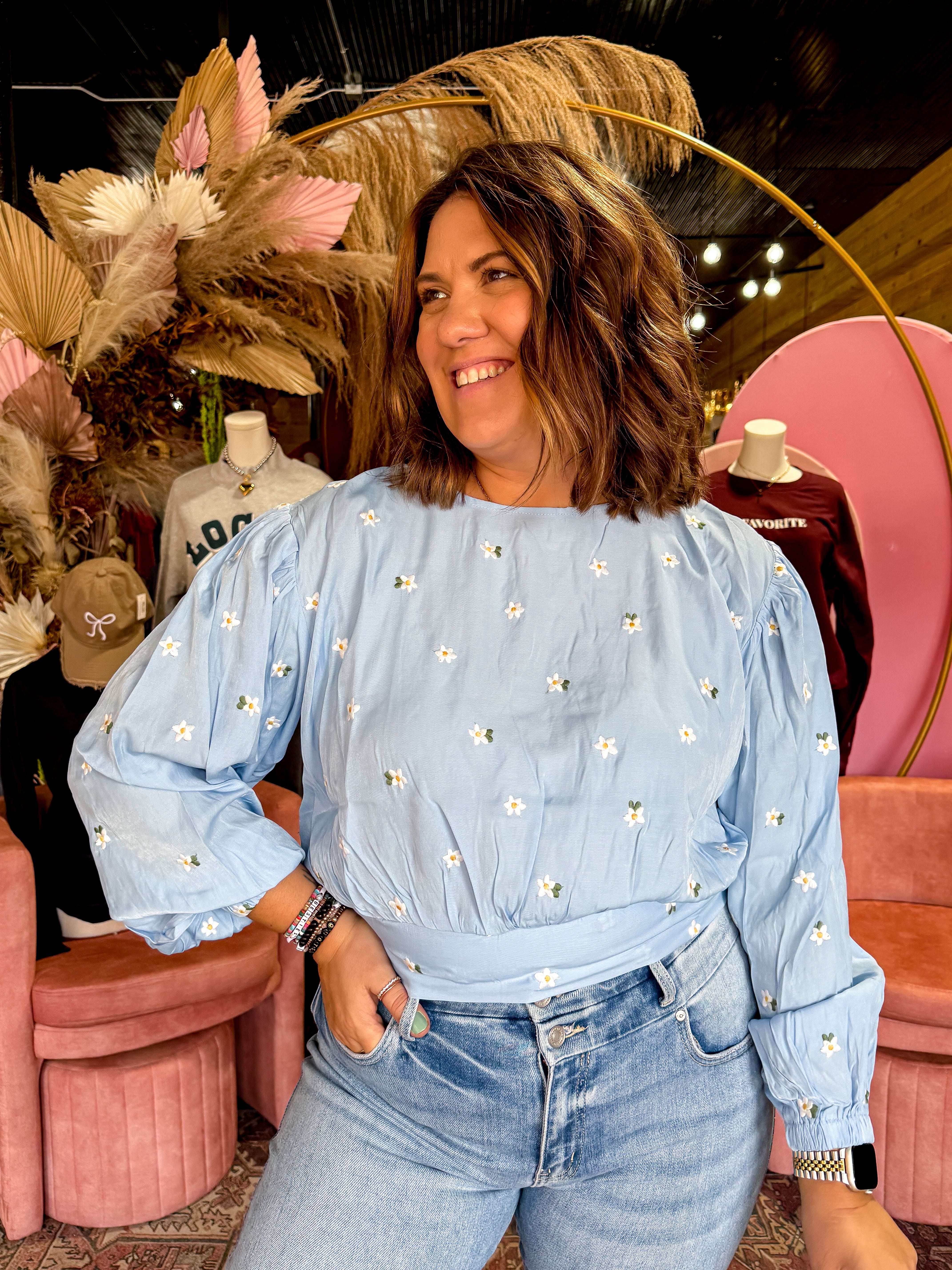 Meadow Embroidered Long Sleeve Top