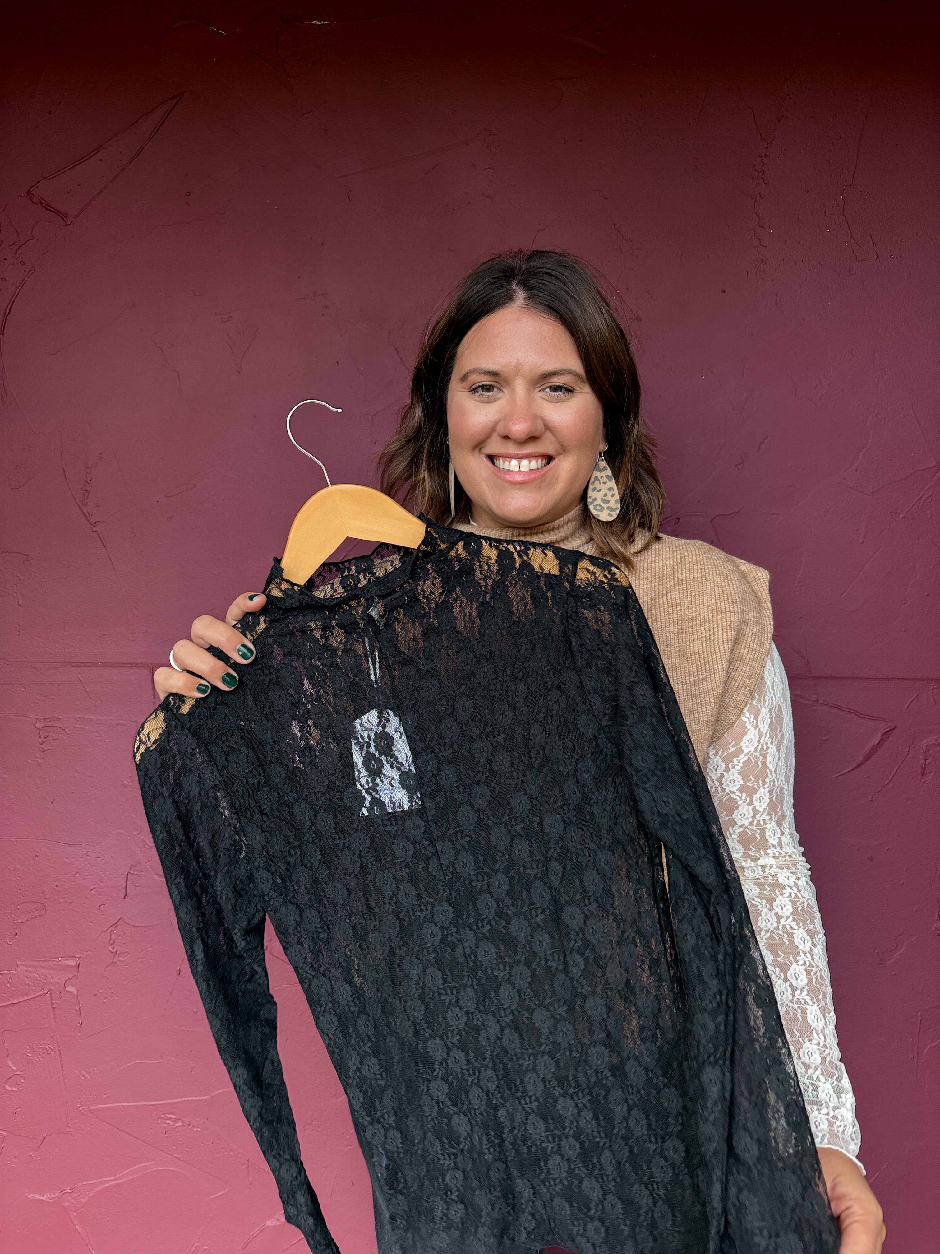 Lace Mock Neck Layering Top