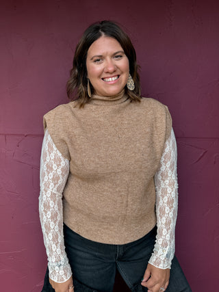 Mock Neck Lace Layering Top
