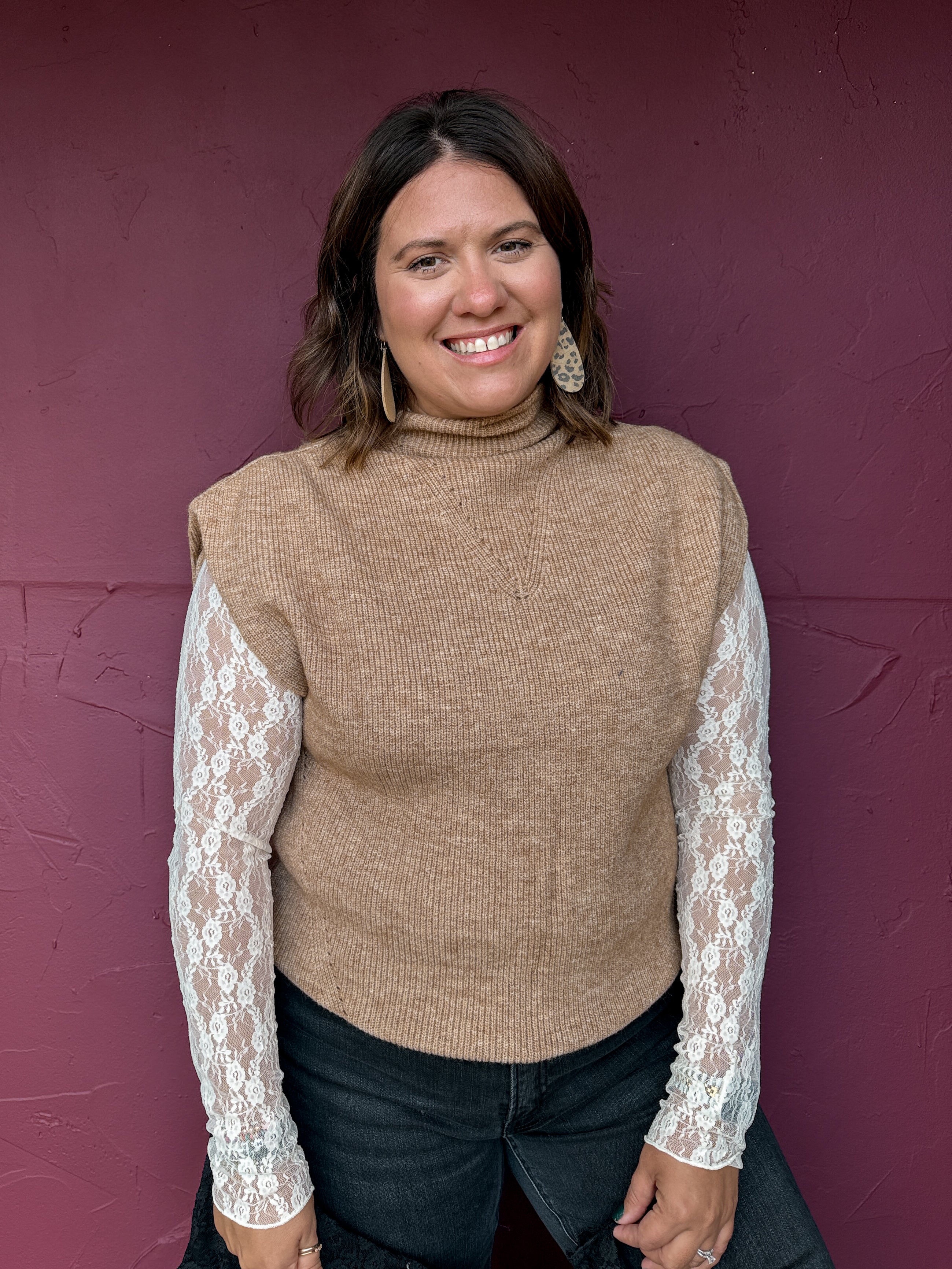 Lace Mock Neck Layering Top