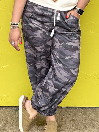 Camo Patchwork Drawstring Pants