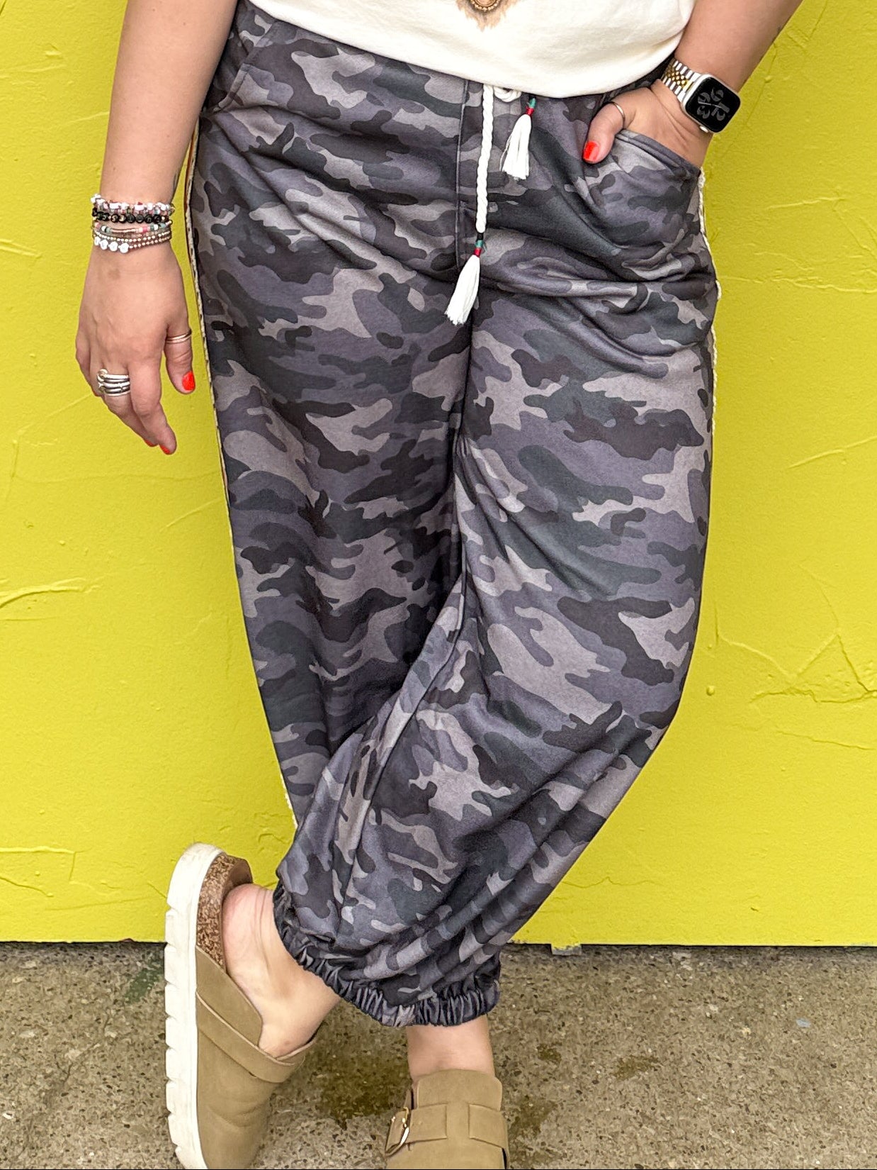 Camo Patchwork Drawstring Pants