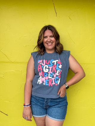 Patriotic Sleeveless Cotton Graphic Tee