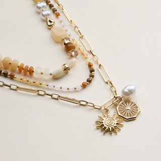 Layered Beaded Charm Necklace